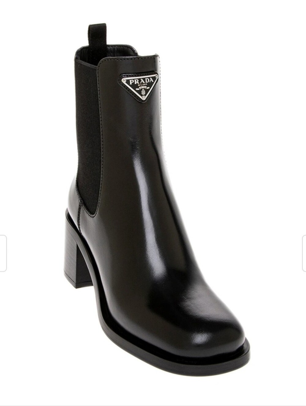 $1,920 Prada Brushed Leather Logo Chelsea Boots Black EU 37 US 7 BNIB
